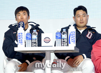 [MD포토] 허경민-양의지 '두산 대표선수로 참석'