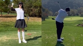 한예슬, 10살↓ ♥류성재와 골프장서 애정 퐁퐁…첫 싱글 했네요