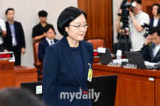 [MD포토] 한성숙 '중기부 장관 후보자 인사 청문회 참석'