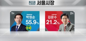 [현장스케치] 박원순, 최초 3선 서울시장 되나? 출구조사에 지지자 환호