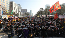 <포토> 국회 앞 집결한 택시 노동자들