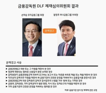 'DLF 사태' 우리·하나금융 경영진 중징계…CEO 인사 '안갯속'