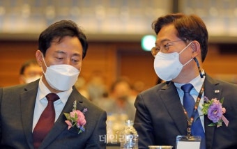 대화하는 송영길-오세훈