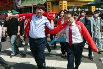 '이재명 꼭 잡는다!' 인천 계양을 누비는 이준석-윤형선