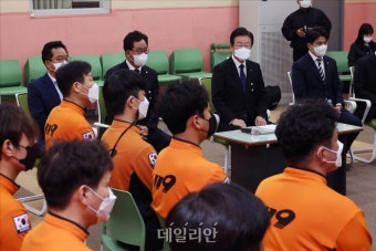 용산소방서 방문한 이재명 더불어민주당 대표