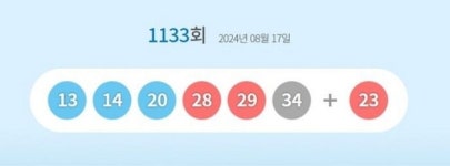 1133회 로또 당첨번호 13·14·20·28·29·34…1등 당첨지역 어디?