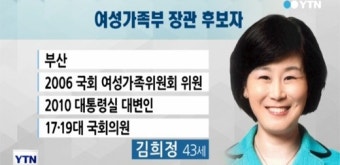 여성가족부 장관 김희정 의원 내정…국회 최연소 의원 출신