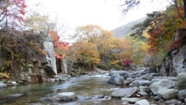 충북 괴산 문광저수지 쌍곡계곡 수옥폭포… 물 만난 단풍, 물오른 가을