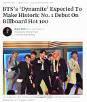 “BTS ‘다이너마이트’ 빌보드 핫100 1위 예상”…美 포브스 전망, K팝 새역사 기대감