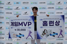 [인제군 1박2일 야구] 부천유니콘스 박상민 게임MVP·홈런상 동시 수상[스경포토]