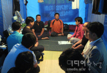 유성기업 노조 조계사 단식농성장 ‘연대’ 발걸음 이어져