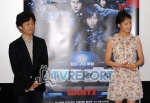 [T포토] 사토 신스케-이시영 "영화 재미있게 보셨나요?"