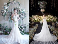 한다감, 웨딩 본식 화보 공개...콜라병 웨딩드레스 자태 [화보]