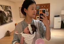 한지혜, 애지중지 품은 딸…육아 피로에 쌍꺼풀까지 생겼네 [리포트:컷]