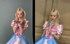 윈터, 핑크 드레스 입고 인형 미모 자랑... 사랑의 하츄핑