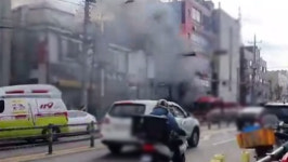 인천 신현동 도로 달리던 오토바이 화재