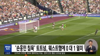 '손흥민 침묵' 토트넘, 웨스트햄에 0 대 1 덜미