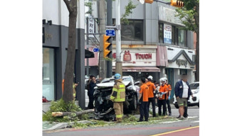 인천서 택시가 가로수·전봇대 들이받아‥1명 부상