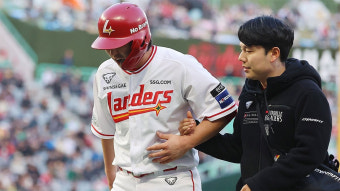 '최다홈런 앞두고 부상' SSG 최정, 다행히 단순타박 진단