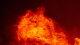 경북 영덕군 야산서 불‥진화 작업 중