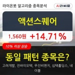 액션스퀘어, 전일대비 +14.71% 장중 반등세... 최근 주가 반등 흐름