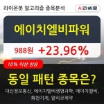 에이치엘비파워, 전일대비 23.96% 상승... 최근 주가 상승흐름 유지