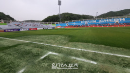 적장도, 선수도 한숨 쉬는 논두렁 잔디…강원FC 홈경기 춘천 개최 불허 가능성
