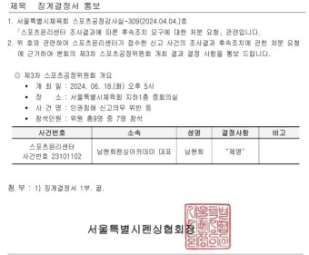 [단독 입수] 전 국가대표 펜싱 남현희, 협회로부터 제명 징계