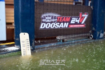 [포토] 잠실 롯데-두산전, 갑작스런 폭우에
