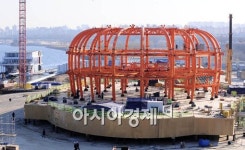 [포토] 축구장 닮은 한강 인공섬