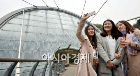 [포토]서초구, 도심 속 폭포 아쿠아아트 육교 가동