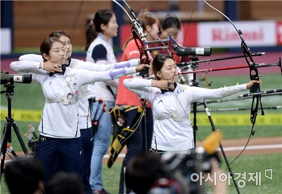 한국 양궁 대표팀, 2025 세계양궁선수권대회 준비 위해 kt wiz파크에서 소음 적응훈련 실시