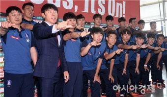 [포토]올림픽 축구대표팀, '선전을 다짐하며'