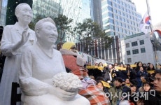 [포토]소녀상 옆 할머니 석고상
