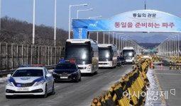 [포토] 통일대교 넘어오는 북측 점검단