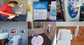 뿌리고·닦고·적고 … 남해고속道 부산방향 함안주유소 3GO 방역