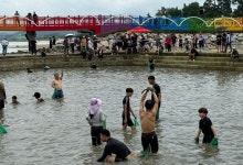 함평 돌머리해수욕장 뱀장어 잡기 체험 인기