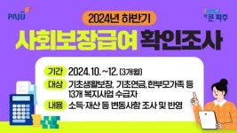 파주시, 연말까지 사회보장급여 5186가구 확인조사 실시