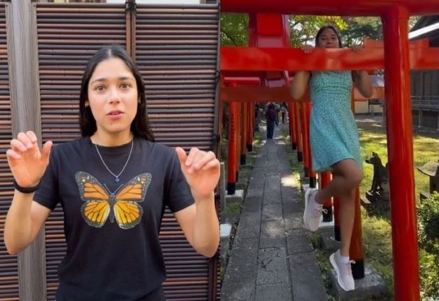 체조선수가 일본 신사 도리이에 도전사진, 비난 쇄도