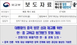 대통령의 중국 방문 성과 제고를 위한 한·중 고위급 씽크탱크 포럼 개최