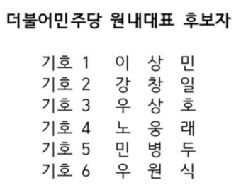 더민주 원내대표 후보 최종 6명…선거는 4일