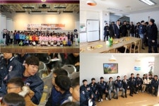 두산 선수단, 박용만 회장과 송도가정 방문