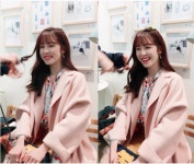 헤어 수정 중…전효성, 굴욕없는 미모 발산