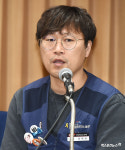 발언하는 홍태화 전국영화산업노동조합 사무국장[포토]