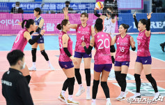 흥국생명 3세트 가져왔어[포토]