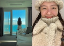 방민아, 오션뷰 숙소서 여유…가운 입고 뒤태 자랑