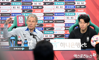 엘살바도르전 공식 기자회견 참석한 클린스만 감독과 손흥민[포토]