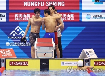 '세계 6위' 황선우+황금세대…800m 계영 AG '금메달' 쾌청→올림픽은 숙제 확인