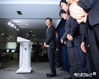 정몽규 대한축구협회장과 임원진 '클린스만 감독 경질 발표'[포토]