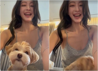 '10살 연하' 한예슬, 반려견에 꿀이 뚝뚝 